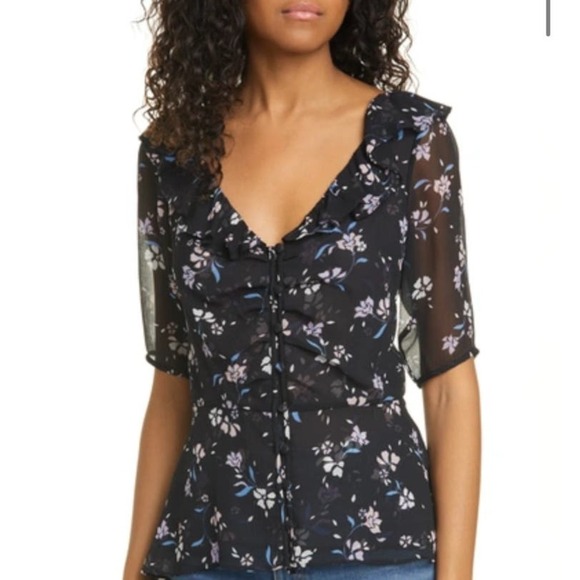 Veronica Beard Ayia Silk Chiffon Blouse - Size 4 - Picture 1 of 1